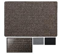 LucaHome - Felpudo Canadá 40x60 Marrón Con Base Antideslizante Muy Absorbente, Relieve de Líneas, Para Exterior e Interior