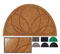 LucaHome - Felpudo Canadá con Base Antideslizante Muy Absorbente, Felpudo 40x75 Marrón semiluna con Relieve de líneas, Felpudo para Exterior e Interior