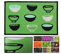 LucaHome - Felpudo Cocina Moqueta Antideslizante Muy Absorbente, Tazas Verdes 50x130 cm, para Interior, Lavable en Lavadora