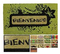 LucaHome - Felpudo Coco 40x70 Antideslizante, Bienvenido Amarillo, Felpudo de Entrada o Exterior