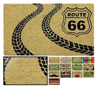 LucaHome - Felpudo Coco 40x70 Antideslizante, Felpudo de Entrada Ruta66, felpudos Entrada casa, tapete Interior o Felpudo Exterior