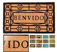 LucaHome - Felpudo Coco Natural 40x70 Antideslizante, Felpudo de Coco Portugues Benvido Mod 5, Felpudo Absorbente Entrada casa, Ideal para Exterior o Interior