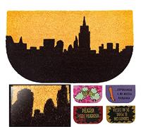 LucaHome - Felpudo Coco Natural 40x70 Antideslizante, Felpudo de Coco Skyline, Felpudo Absorbente Entrada casa, Ideal para Exterior o Interior