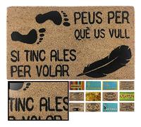 LucaHome - Felpudo de Coco 40x70 Antideslizante, Entrada Casa Peus y Ales, Tapete Interior o Exterior