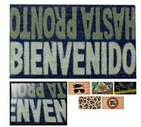 LucaHome - Felpudo de Coco Natural 70x40 con Base Antideslizante, Bienvenido/hasta Pronto, Absorbente Entrada casa, Ideal para Puerta Exterior o Pasillo