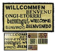 LucaHome - Felpudo de Coco Natural 70x40 Con Base Antideslizante, Divertido Bienvenido en Varios Idiomas, Absorbente Para Entrada Casa, Ideal Para Puerta Exterior o Pasillo