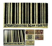 LucaHome - Felpudo de Coco Natural 70x40 Con Base Antideslizante, Divertido Código de Barras, Absorbente Para Entrada Casa, Ideal Para Puerta Exterior o Pasillo