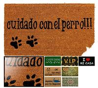 LucaHome - Felpudo de Coco Natural 70x40 Con Base Antideslizante, Divertido Cuidado Con el Perro, Absorbente Para Entrada Casa, Ideal Para Puerta Exterior o Pasillo