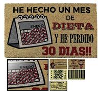 LucaHome - Felpudo de Coco Natural 70x40 con Base Antideslizante, Felpudo de Coco Divertido He Hecho un Mes de Dieta, Felpudo Absorbente Entrada casa, Ideal para Puerta Exterior o Pasillo