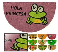 LucaHome - Felpudo de Coco Natural 70x40 Con Base Antideslizante, Divertido Hola Princesa, Absorbente Para Entrada Casa, Ideal Para Puerta Exterior o Pasillo