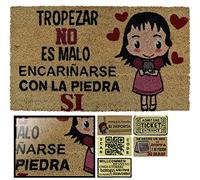 LucaHome - Felpudo de Coco Natural 70x40 Con Base Antideslizante, Divertido 'Tropezar No Es Malo', Absorbente Para Entrada Casa, Ideal Para Puerta Exterior o Pasillo