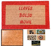 LucaHome - Felpudo de Coco Natural 70x40 con Base Antideslizante, Felpudo de Coco Divertido Llaves Bolso movil Rojo, Felpudo Absorbente Entrada casa, Ideal para Puerta Exterior,Pasillo