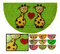 LucaHome - Felpudo de Coco Natural 70x40 con Base Antideslizante, Felpudo de Coco Divertido Jirafas Corazon Felpudo Absorbente Entrada casa, Ideal para Puerta Exterior o Pasillo