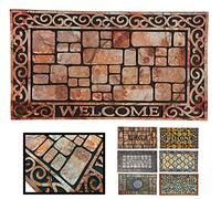 LucaHome - Felpudo Entrada casa de Goma-Flocada Texas 45x75 cm Forma Base Antideslizante- fácil Limpieza- Felpudo Absorbente Acolchado- Fepudo para Exterior e Interior (Ladrillos)