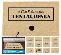 LucaHome - Felpudo Entrada Personalizado | Casa Tentaciones | Original y Antideslizante de Coco 33x60cm