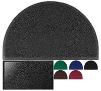 LucaHome - Felpudo Mascotas Rizo PVC con Base Antideslizante Gris semiluna, Felpudo Absorbente Ideal para Comida y Bebida de tu Mascota, Felpudo 45x75cm, Felpudo para Interior y Exterior
