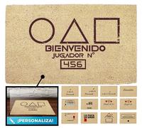 LucaHome - Felpudo Personalizado - Felpudos Originales - Coco Personalizable 33x60cm - Antideslizante (Calamar)