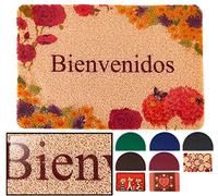 LucaHome - Felpudo Rizo Graz Bienvenido Rectangular 40x60cm Con Base Antideslizante Muy Absorbente, Rizos PVC Para Exterior e Interior