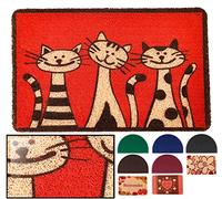 LucaHome - Felpudo Rizo Graz Cats Rectangular con Base Antideslizante Muy Absorbente, Felpudo 40x60cm Rizos PVC, Felpudo para Exterior e Interior