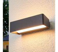 Lucande Aplique de exterior LED Midvig, gris oscuro, angular, IP65