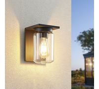 Lucande aplique de exterior Semka, antracita, aluminio, cristal, 20cm True