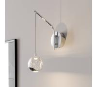 Lucande Aplique de pared LED Hayley, color cromo, cristal, altura 34 cm True