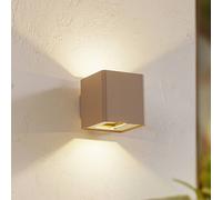 Lucande Aplique LED para exterior Aaron, beige, IP54, arriba/abajo