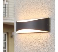 Lucande Aplique LED para exterior Akira, antracita, metal, 23cm