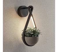 Lucande Aplique LED para exterior Florka, piedra natural, cesta colgante True