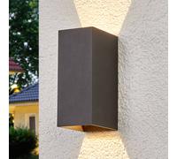 Lucande Aplique LED para exterior Mikka, 17 cm, antracita, 2 luces.