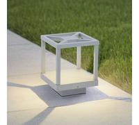 Lucande Baliza LED Lealan, gris, metal, 23 cm, IP54
