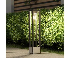 Lucande Bolardo luminoso Kalisa, E27, IP44, 70 cm, gris, metal