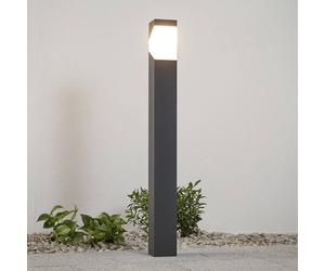 Lucande Bolardo luminoso Kiran, 100 cm, gris, metal, IP44, E27
