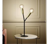 Lucande Carlea lámpara de mesa 2 luces latón negro