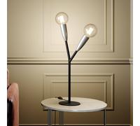 Lucande Carlea lámpara mesa 2 luces negro-níquel
