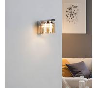 Lucande Diano aplique de pared, ámbar, hierro, cristal