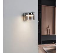 Lucande Diano aplique de pared, gris humo, hierro, cristal