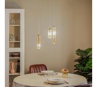 Lucande Freylin lámpara colgante, 3 luces, ámbar, cristal, 38 cm