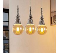 Lucande Gesja colgante, 3 luces, largo, cromo