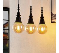 Lucande Gesja colgante, 3 luces, largo, negro