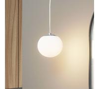 Lucande lámpara colgante Bidolo, color cromo, cristal, Ø 15 cm, IP44