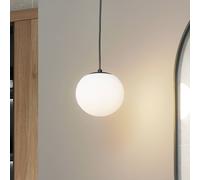 Lucande lámpara colgante Bidolo, negro, cristal, Ø 15 cm, IP44