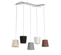 Lucande lámpara colgante en negro, gris luminaria suspendida | e27, 5 bombillas, moderno, de tela para sala de estar, salón, cocina, dormitorio, comedor