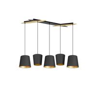 Lucande lámpara colgante en negro, latón luminaria suspendida | e27, 5 bombillas, moderno, de tela para sala de estar, salón, cocina, dormitorio, comedor