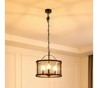 Lucande lámpara colgante Eryk, Ø 40 cm, negra, cristal, 3 luces