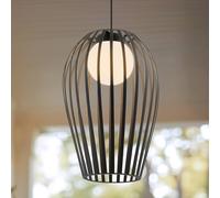 Lucande Lámpara colgante exterior Marrin, negra, metal, Ø 31 cm