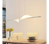 Lucande Lámpara colgante LED Edano, 122 cm, blanca, textil, atenuable