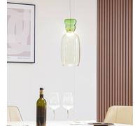 Lucande Lámpara colgante LED Fay, amarillo/verde claro, cristal, Ø 15 cm