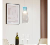 Lucande Lámpara colgante LED Fay, gris claro/azul claro, cristal, Ø 15 cm