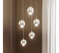 Lucande lámpara colgante LED Hayley, Ø 30 cm, 5 luces, cromo, cristal